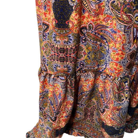 Anthropologie Long Sleeve V-neck Maxi Paisley Tassel Dress Size Large - Picture 9 of 9